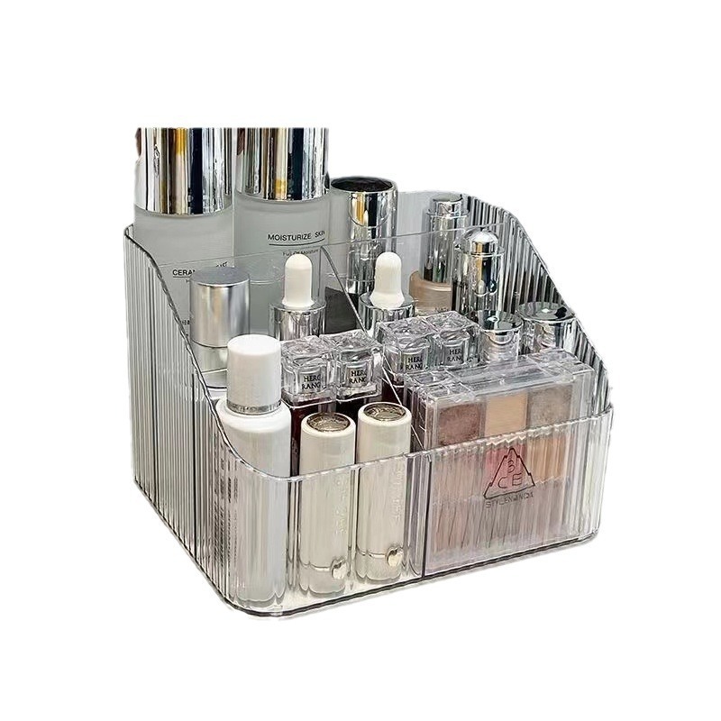 Cosméticos de escritorio Caja de almacenamiento transparente Caja de acabado de cocina Cesta de almacenamiento Sala de estar Cajón doméstico Caja de almacenamiento de plástico