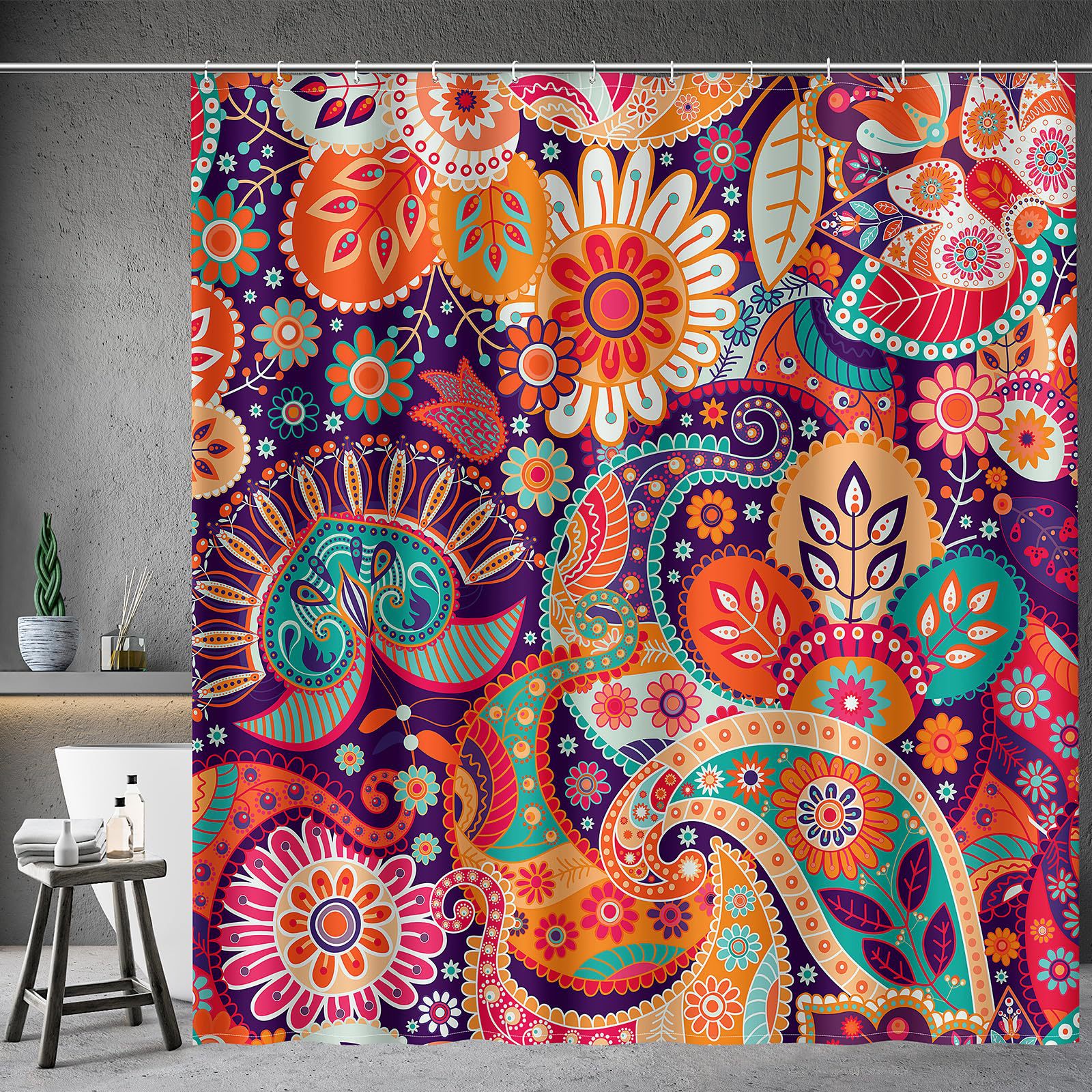Curtain, set, boho style, flowered