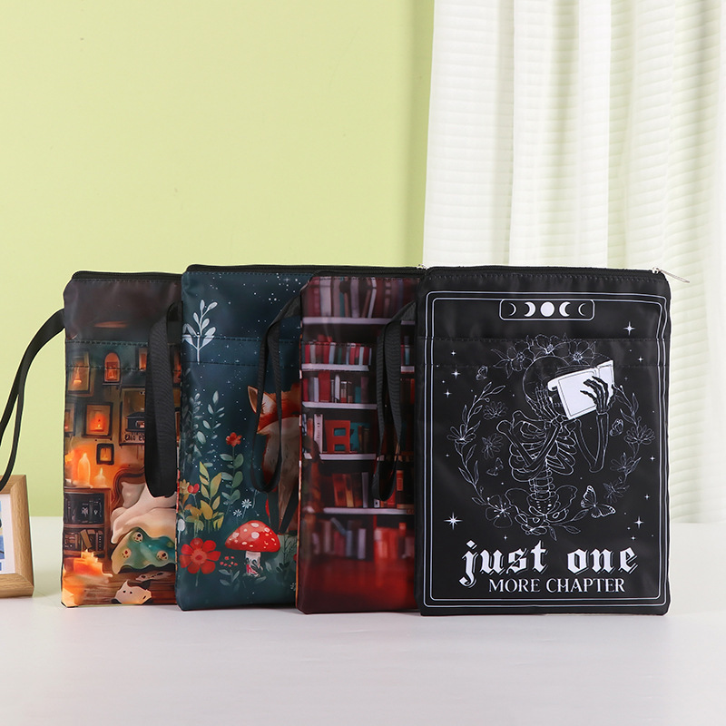 Spot Color Printed Tablet Protective Cover Storage Bag Student Portable Cotton Canvas Zipper Bag Book Protective Bag