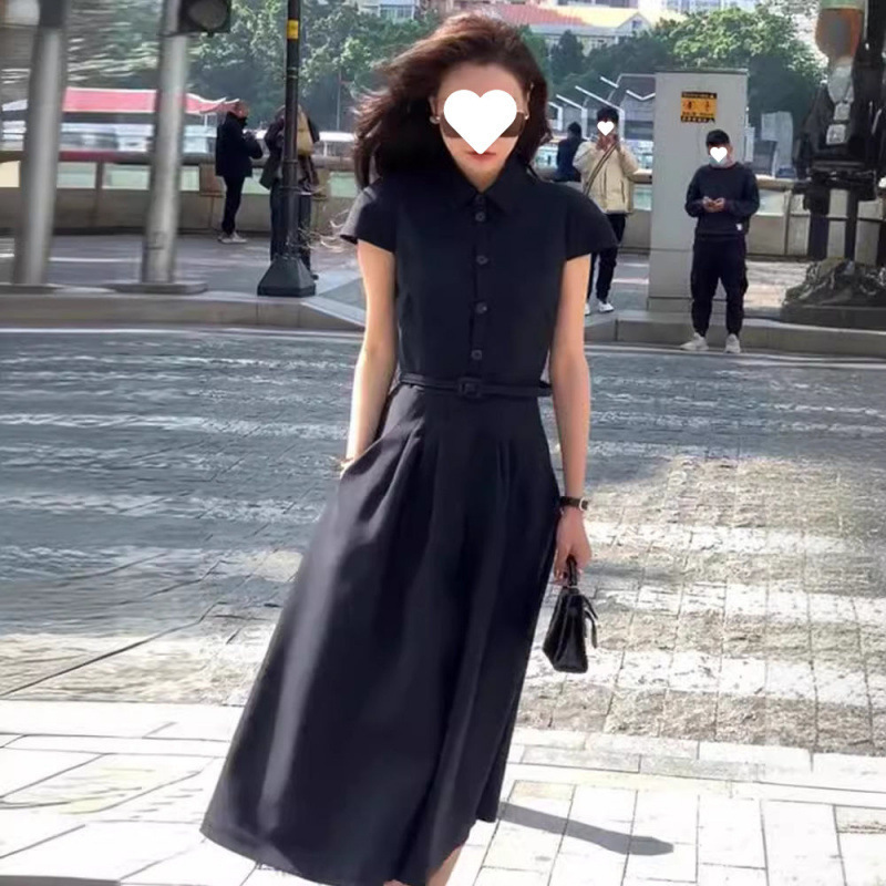 黑色连衣裙小众设计感气质名媛高端轻熟法式赫本风裙子女夏季|undefined