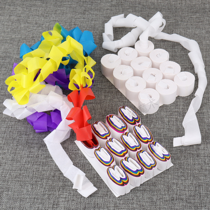 Mouth pull paper mouth spit ribbon package 12 cylindrical flat white color magic props consumables