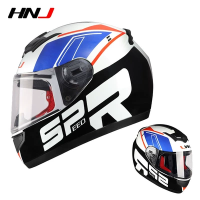 Women's Winter Warm Full-Face Helmet, Motosiklet kaskı (dəbilqə) - white-blue-shark-transparent-s