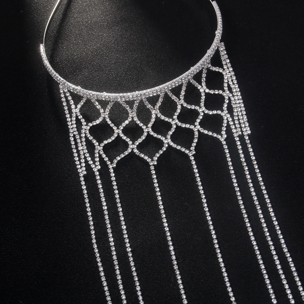 Ventas transfronterizas calientes de malla bordilla de moda cadena de cabello de diamante temperamento accesorios de lujo para mujeres Headwear