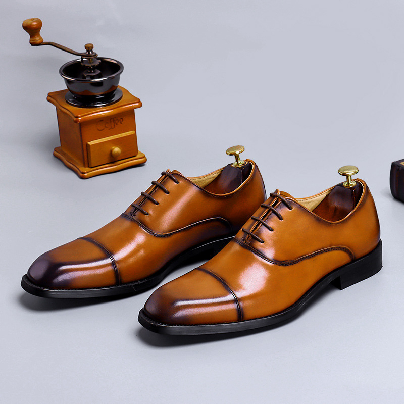 Top Layer Cowhide shoes men's Four Seasons Brand Three Joint Genuine Leather Oxford Dress Business shoes men's shoes_vogvips.com