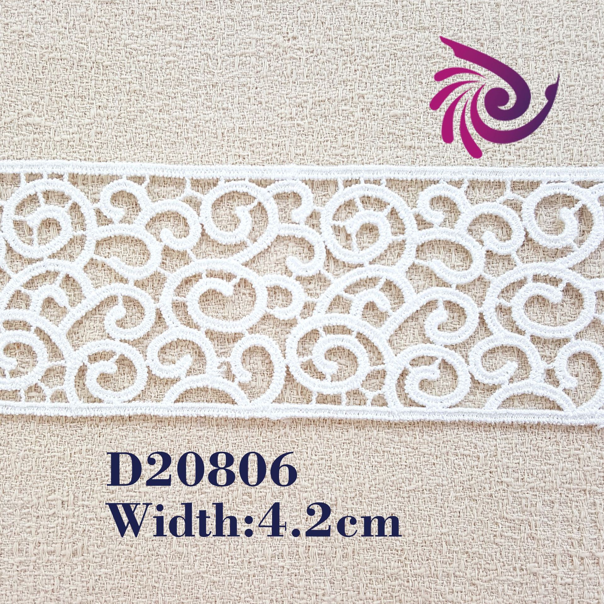 4.2cm水溶蕾丝带材料裙边 镂空水溶刺绣花边 涤纶丝服装花边辅料