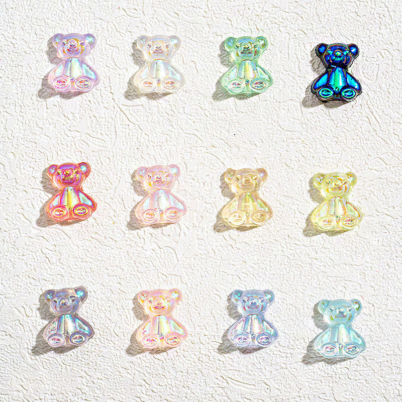 Nail art jewelry transparent bear painted nail accessories mixed wholesale nail art jewelry resin material nail stickers