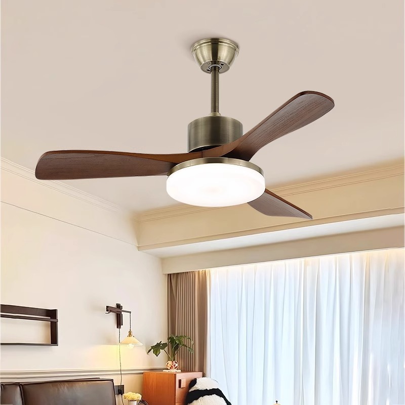 American-Style Retro Fan Light, Ceiling Fan Light, Bedroom Light, 2026 New Model, Master Bedroom Silent Ceiling Light, Vintage-Style Dining Room Chandelier