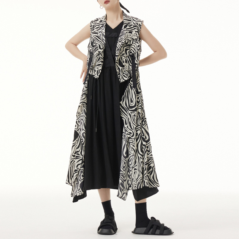 Estilo de la calle francés traje de cuello chaleco sin mangas de las mujeres de primavera y otoño delgada cintura apretada diseño sentido nicho estilo occidental Chaqueta de punto image 5