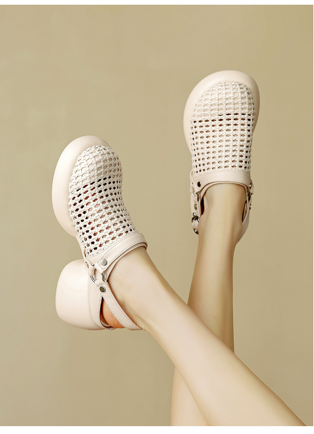 Sandal cao gót nữ mũi hở đế dày gót 6 cm phong cách dệt — đen chi tiết 10