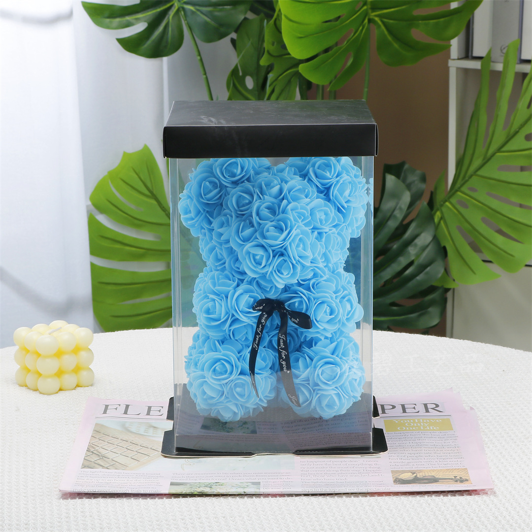 Flor preservada oso rosa 520 regalo del Día de San Valentín tienda de flores supermercado PE espuma flor abrazo oso rosa