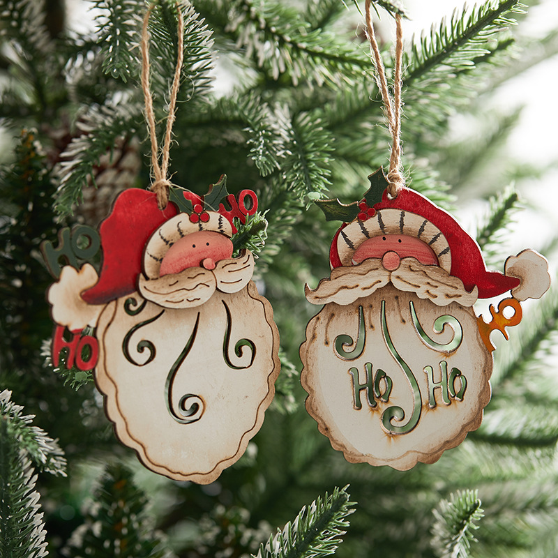Madera de 10cm madera Santa colgante decoración de Navidad pintada a mano vieja colgante colgante de árbol de Navidad
