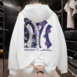 国潮牌连帽卫衣男2025新款秋季薄款宽松美式复古加绒休闲男装外套