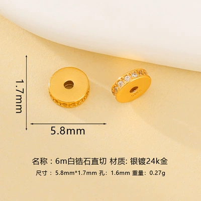 Zərgərlik ara hissələri Colorful Straight-Cut Spacer Beads - 6mm-white-cubic-zirconia-faceted-cut