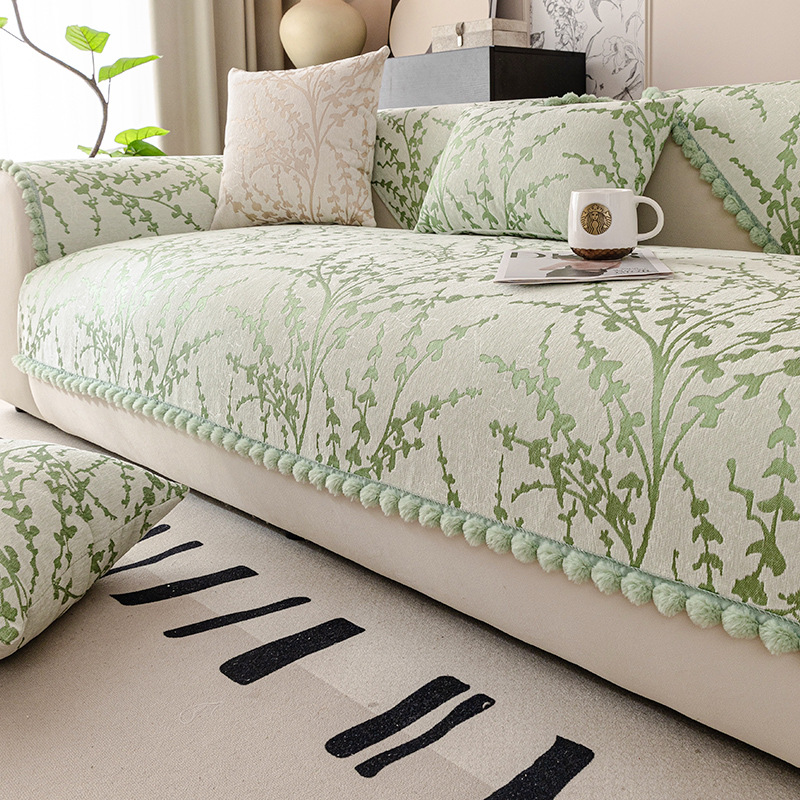 Capa de sofá de chenille francesa antiderrapante para todas as estações_voghion.com