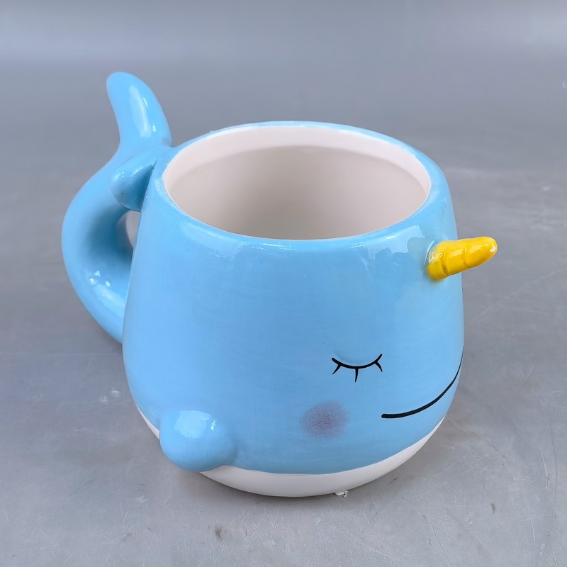 Taza de la serie del océano creativo cuidadosamente seleccionada Taza de cerámica de tiburón Caballo de mar Pulpo Ballena Taza de dibujos animados de animales Alien