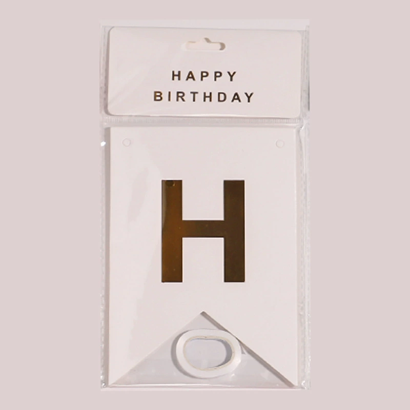 Индивидуальный многоформатный подвесной флаг «Happy Birthday», английские буквы, позолоченные
