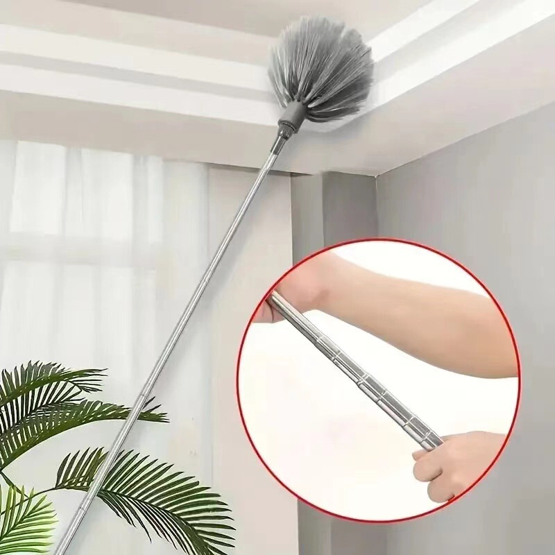 Retractable roof ceiling broom spider web household with corner brush cleaning ceiling fan dust collector extended dust duster Retractable roof ceiling broom spider web household with corner brush cleaning ceiling fan dust collector extended dust duster