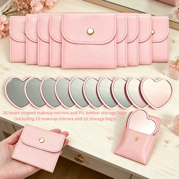 Heart-shaped handheld mirror, portable mini travel vanity mirror, modern simple heart-shaped small mirror, student dormitory makeup mirror