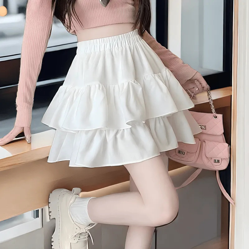 New Cake Double-layer Short Skirt, Tutu Skirt, Summer High-waisted Slimming Look Small Size Lotus Leaf Pleated Skirt