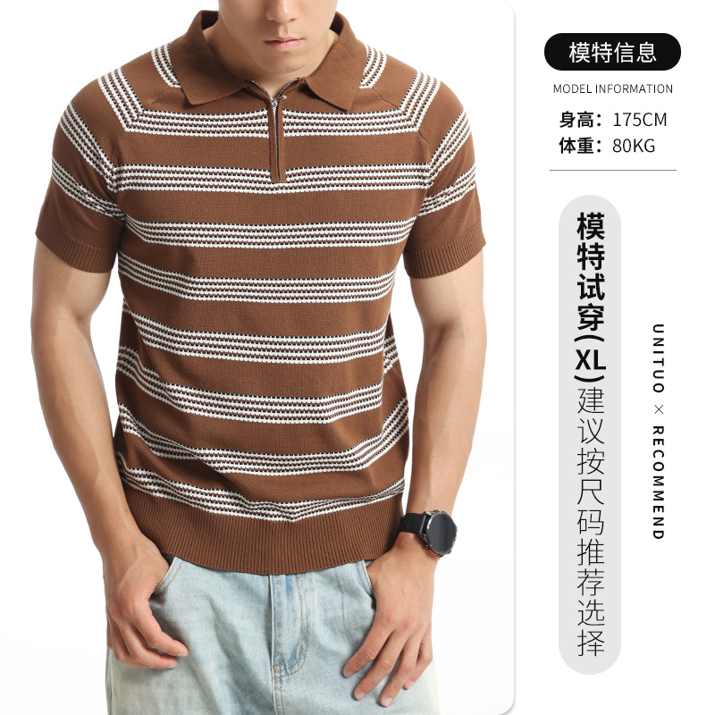 Hielo para hombres Old Money Style Polo de punto de manga corta de verano de negocios Casual Paul camiseta de hombre