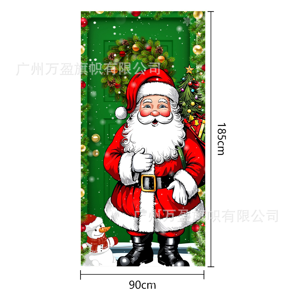 2025 nuevos productos de navidad cortina de bandera Santa Claus para ver la hoja de regalo decoración de tela colgante Bandera de bienvenida de Navidad