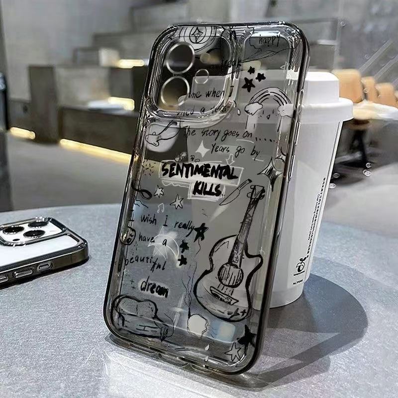 Guitarra inglesa europea y americana para iphone16promax funda para teléfono móvil personalidad Apple 15 anti-caída 14pro1 3/12