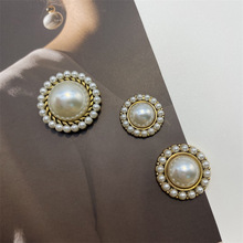 新款珍珠花盘合金饰品配件diy手作发夹耳饰洞洞鞋花材料复古配饰