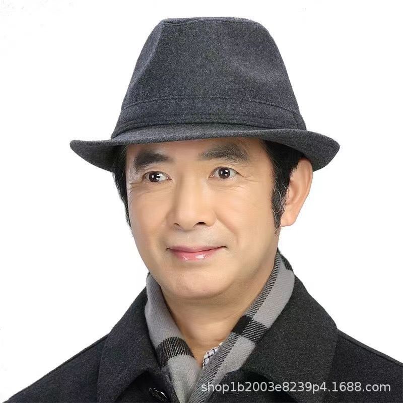 Middle-aged and elderly hat woolen men's old man hat jazz hat autumn and winter warm factory wholesale hat men's autumn and winter