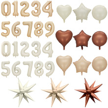 跨境ins焦糖色美版大数字奶油白圆形气球节庆气球用品气球
