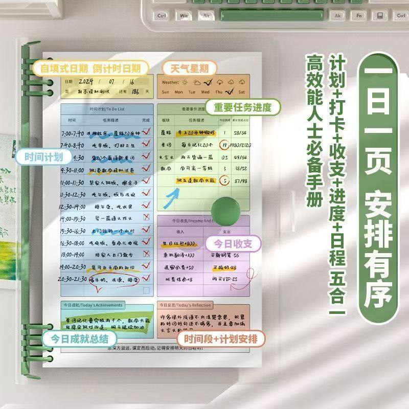 PVC超厚ソフトカバー ルーズリーフノート A5 花柄スケジュールプランナー 取り外し可能 学生用メモ帳 レトロ風|undefined