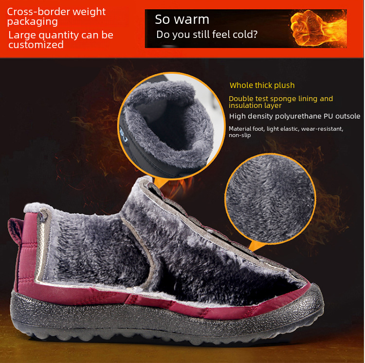 Grandi stivali di cotone, stivali da neve caldi invernali con tomaia in pile impermeabile con parte superiore bassa slip-on Stivaletti da uomo e da donna_voghion.com