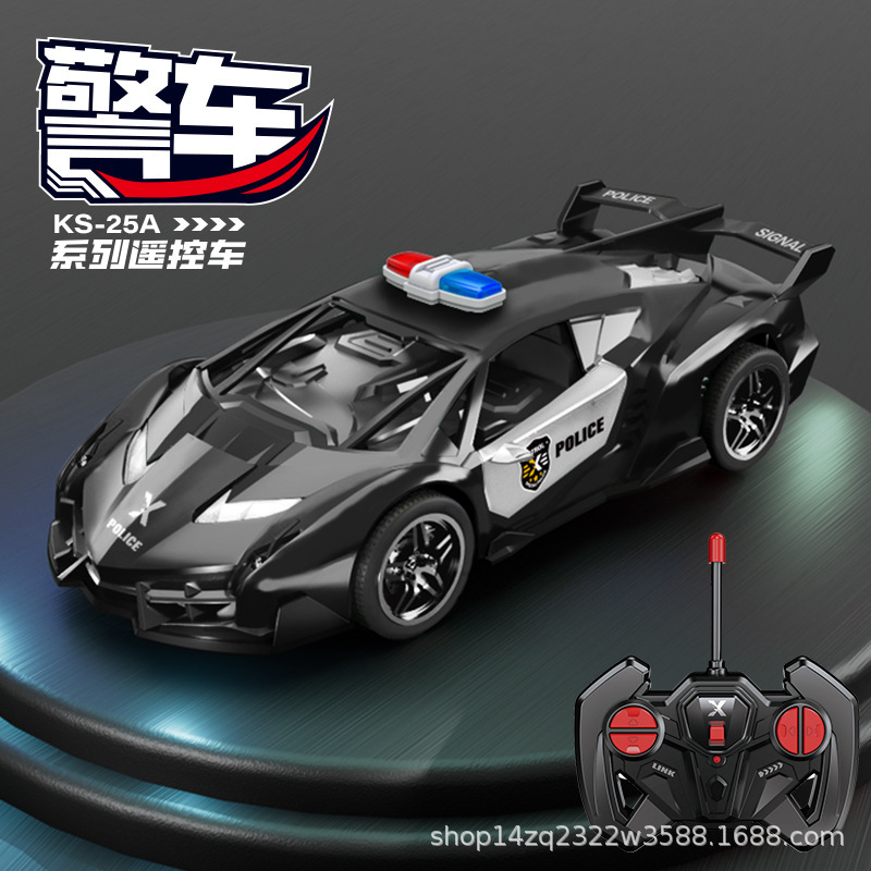 竞速警车遥控车模型儿童男孩1：22RC高速四驱漂移灯光赛车跑车|undefined