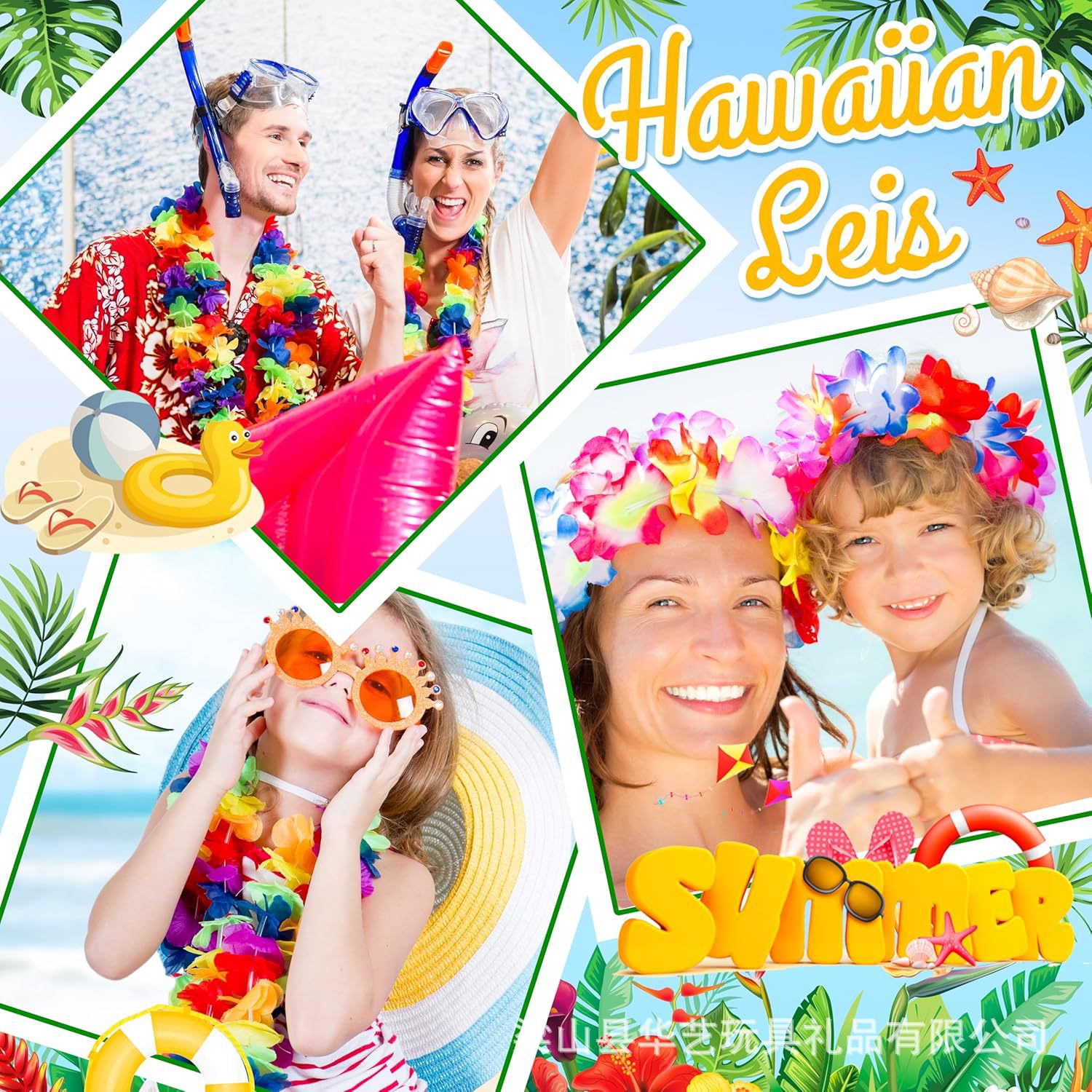 Fabricantes hawaianos al por mayor hula collar collar anillo de pecho espectáculo gala amazon guirlandas