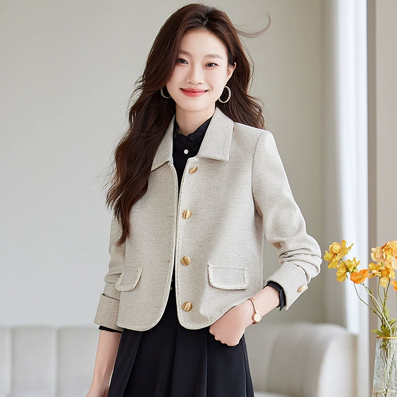 Модный иностранный маленький ароматный пиджак топ женский длинный рукав 2024 осенний и зимний темперамент OL короткий стройный костюм
