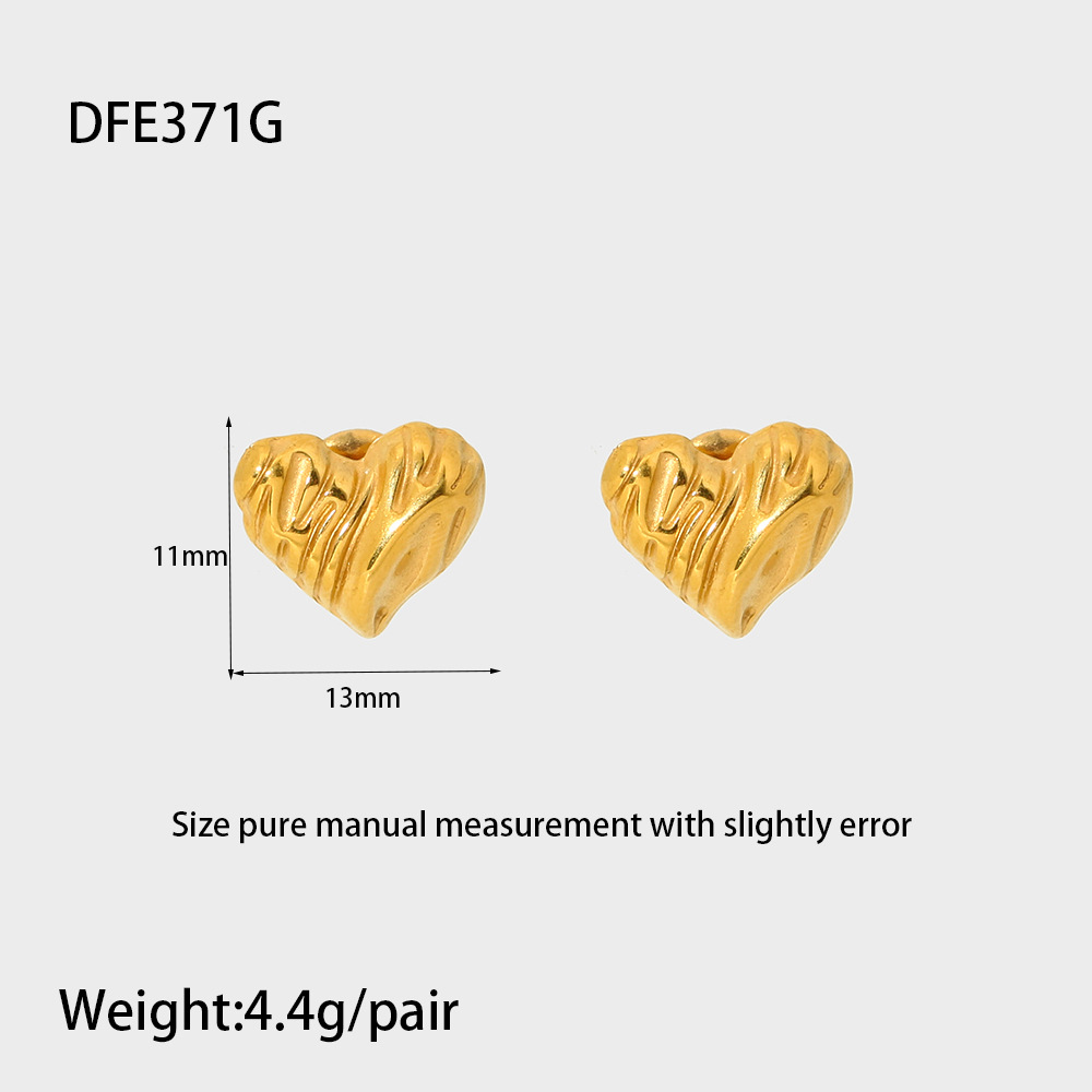 0.03µm-0.05µm Gold Plating Thickness PVD Coated Gold Plating Process 304 Stainless Steel Ear Needle Material 1 Pair Lady Heart Shape Plating 304 Stainless Steel Ear Studs