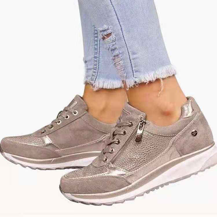 Scarpe sportive con strass per il commercio estero scarpe da corsa da donna da donna con fondo spesso cerniera traspirante con lacci slip on scarpe da ginnastica casual da donna all'ingrosso_voghion.com