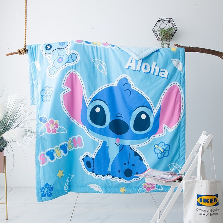 Cartoon Stitch Summer Cool Quilt Cute Print Children's Air Conditioning Quilt Summer Thin Nap Blanket Student Dormitory Cover Blanket