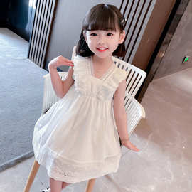 2025女童夏季连衣裙新款中小儿童韩版洋气甜美裙子宝宝无袖公主裙