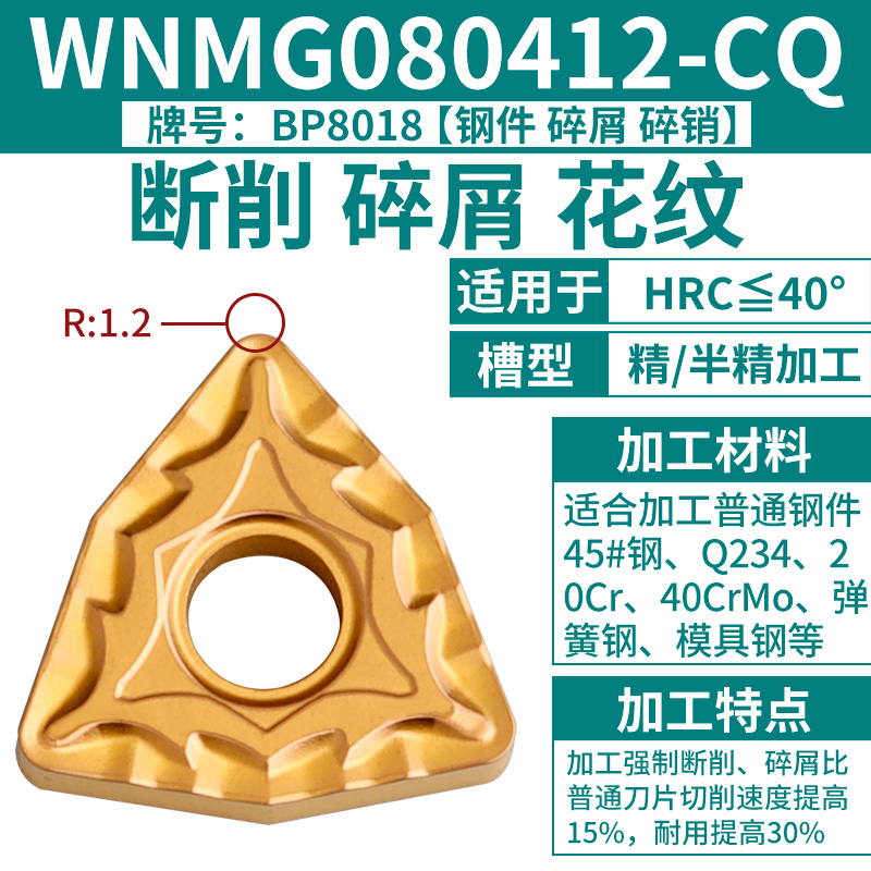 ④WNMG080412-CQ [연강] [칩 부러진 핀] [HRC 40도 이하] 핫 모델