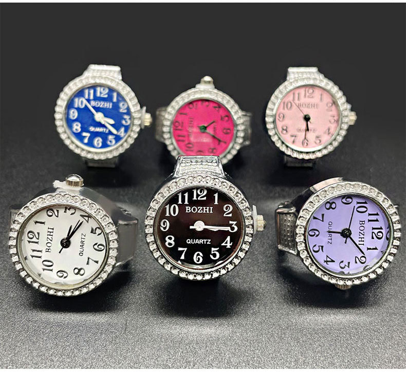 Pointer+Number Display Type Round Dial Shape Street, Shopping Occasion Quartz Movement Retro Classic Style Round Quartz Watch Rings