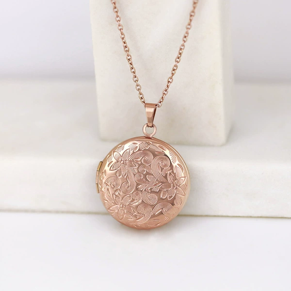Golden necklace, print, 27mm, pink gold