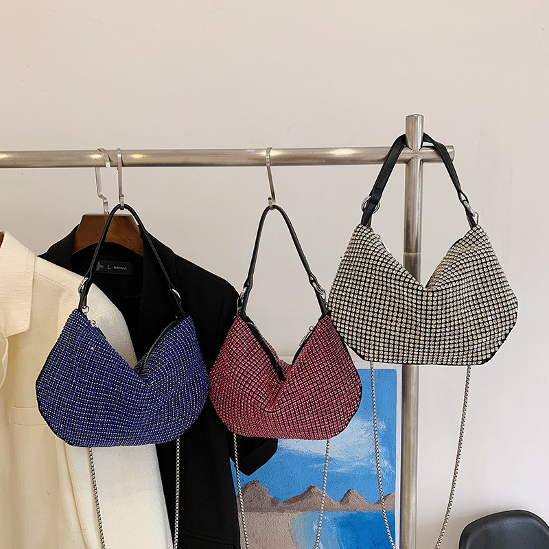 Women's 2023 new niche super A water bright diamond Instram fashionable single shoulder underarm hand-held crossbody_voghion.com