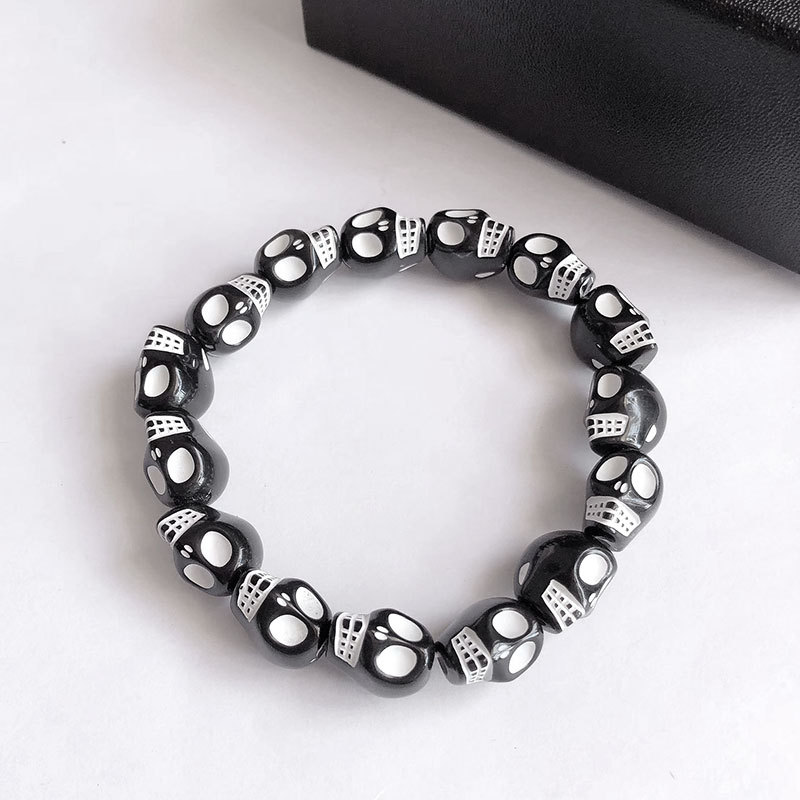 Bracciale con perline e teschio per uomo e donna stile retro_voghion.com