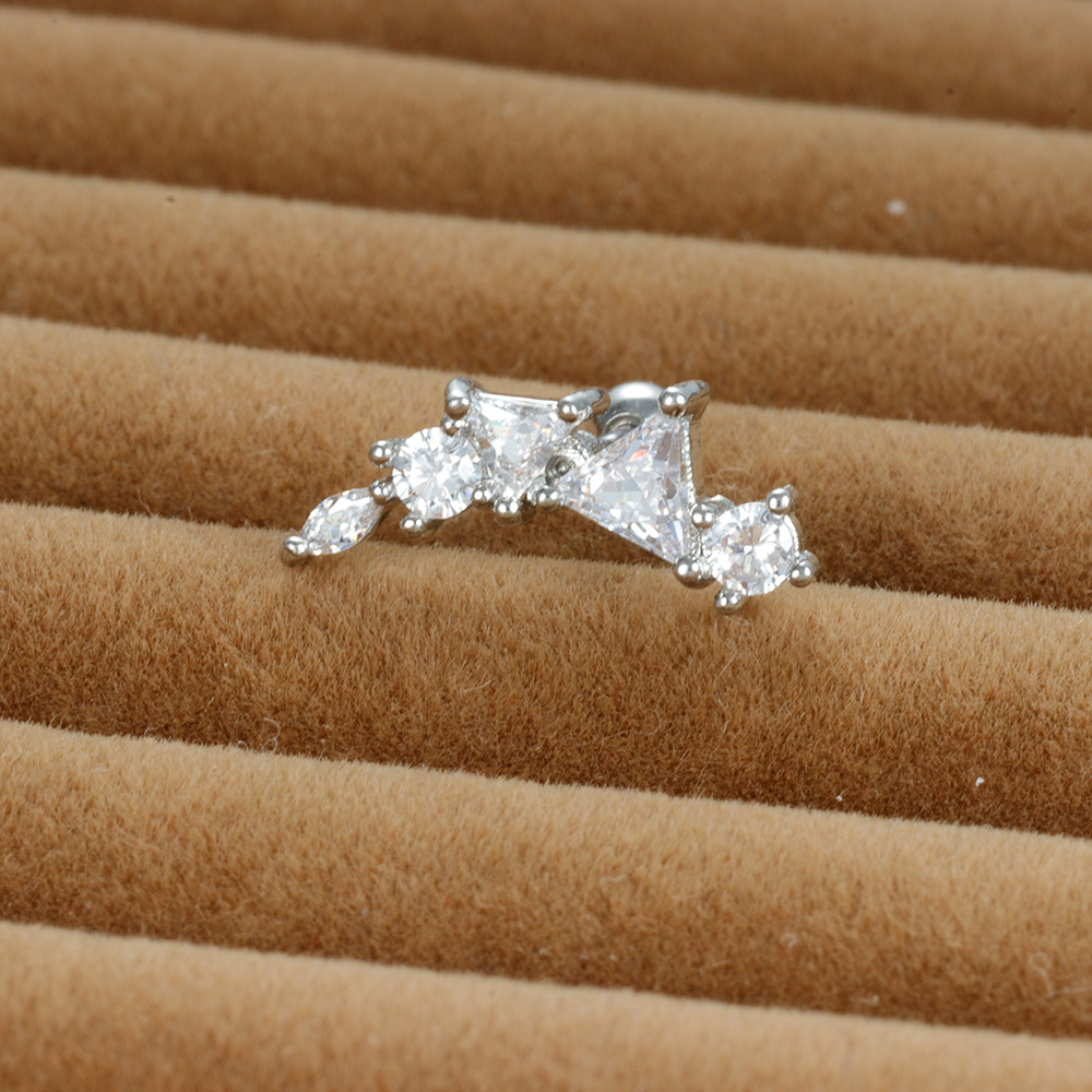 3g Weight Zircon Inlay Material Cartilage earrings Classification 1 Piece Quantity Daily Occasion Stainless Steel Material Geometric Pattern Women's Gender Plating, Inlay Design Simple Style Style 1 Piece Simple Style Geometric Plating Inlay Stainless Steel Zircon Cartilage Earrings 17