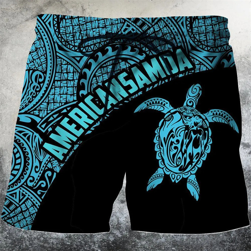 3D Printed Funny Sea Turtle Shorts Men's Flower Leaf Plant Pattern Swimming Trunks Casual Harajuku Streetwear Hawaii Beach