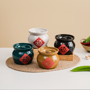 Hengyutang's New Handmade Ceramic Stew Pot with Blessing Character Stew Pot, High Temperature Resistant Induction Cooker, Electric Ceramic Stove, Universal Household Steaming and Cooking
