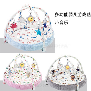 Baby multi-functional fitness rack with music contraction game blanket enlarged thick fence two-in-one toy climbing mat