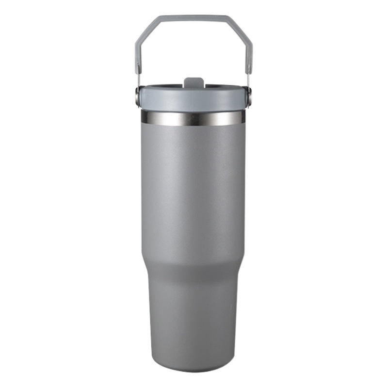Vaso de coche portátil transfronterizo Taza de aislamiento de acero inoxidable 304 Taza de paja de coche de 30oz Stanley mismo estilo