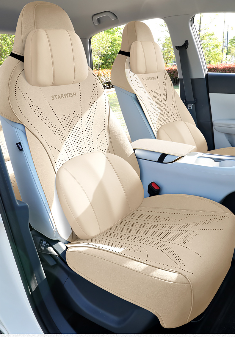 2025 New Geely Xingyue Special Seat Cushion, All-Season Universal Half-Covered Suede Breathable Perforated Saddle Seat Cover