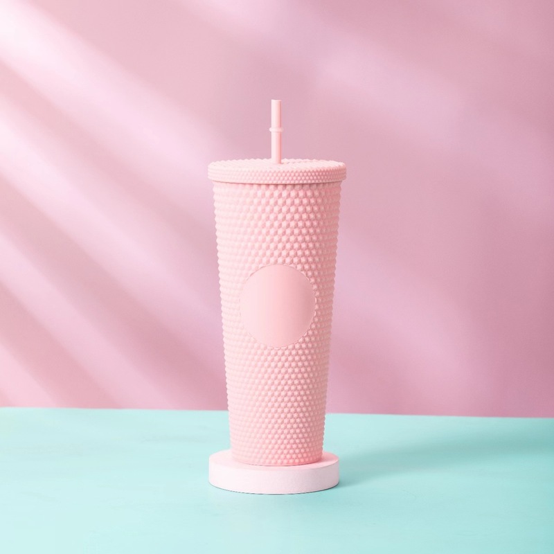 星⭐同タイプのプラスチックカップザクロ蓮カップ卸売り高颜値ストローカップ紙箱付きコップロゴ自慢メッキ|undefined